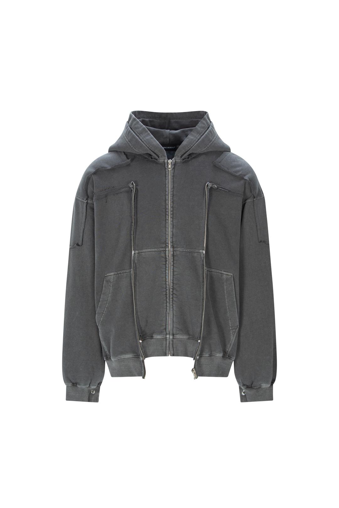 surgery remake pigment crop hood jacket 'charcoal'