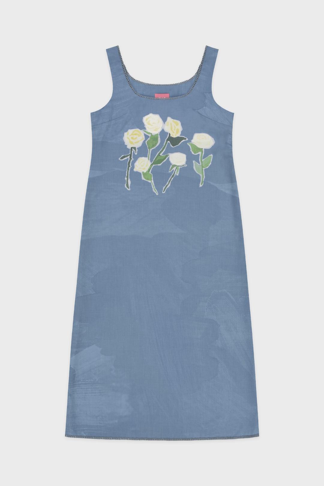 Sinoon Texture Flower Dress (Ash Blue)
