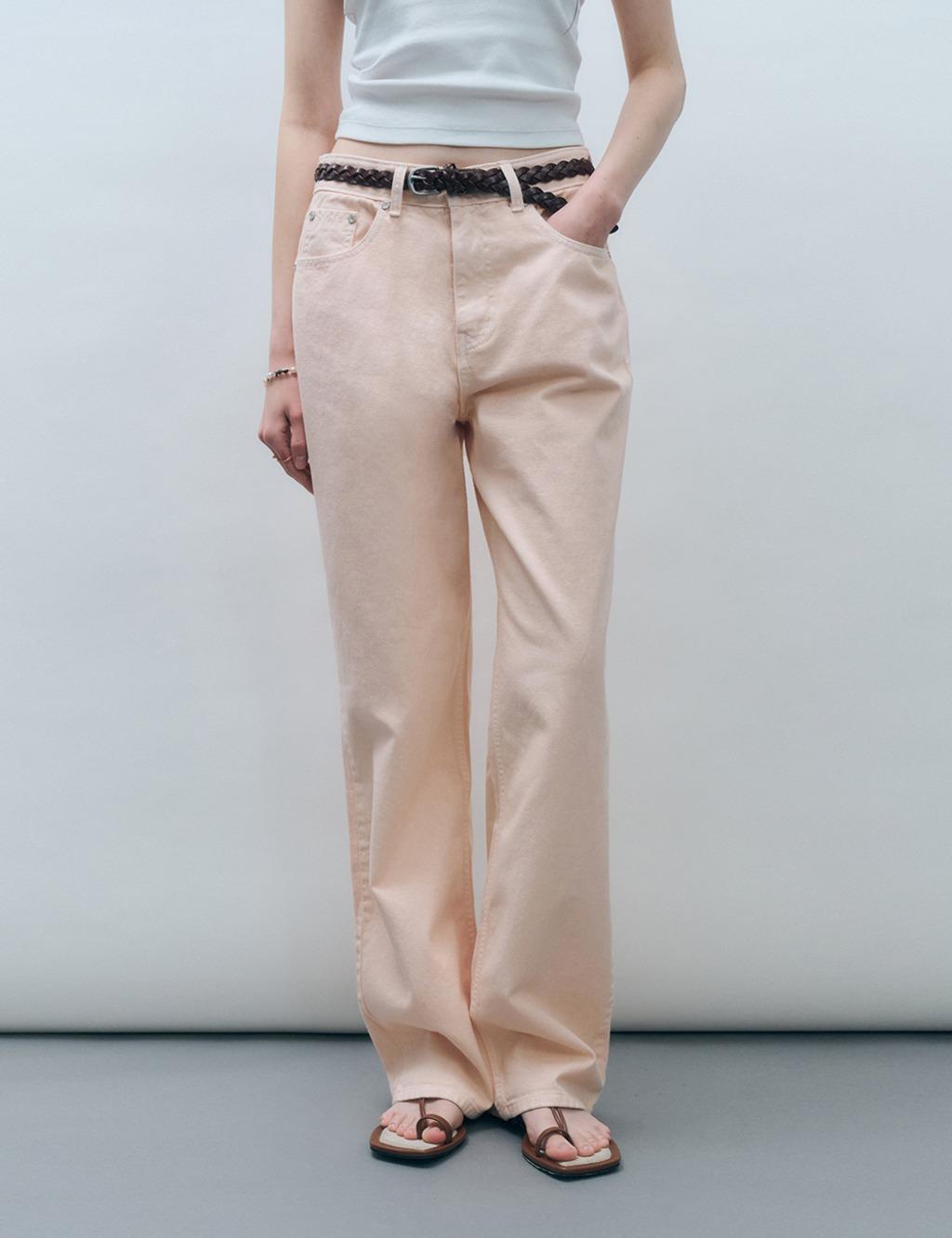 컬러 다잉 데님 팬츠 피치핑크 MDPT057PEACHPINK