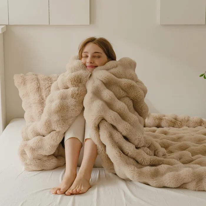 구름촉감 밍크 버블 양면 이불 담요 3colors