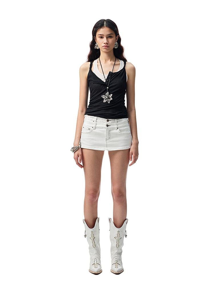 1JINN STUDIO Slim side-cut short skirt pants