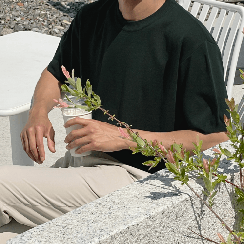 스콘 린넨 라운드 니트