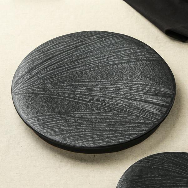 [강유단] 흑유 유성 접시