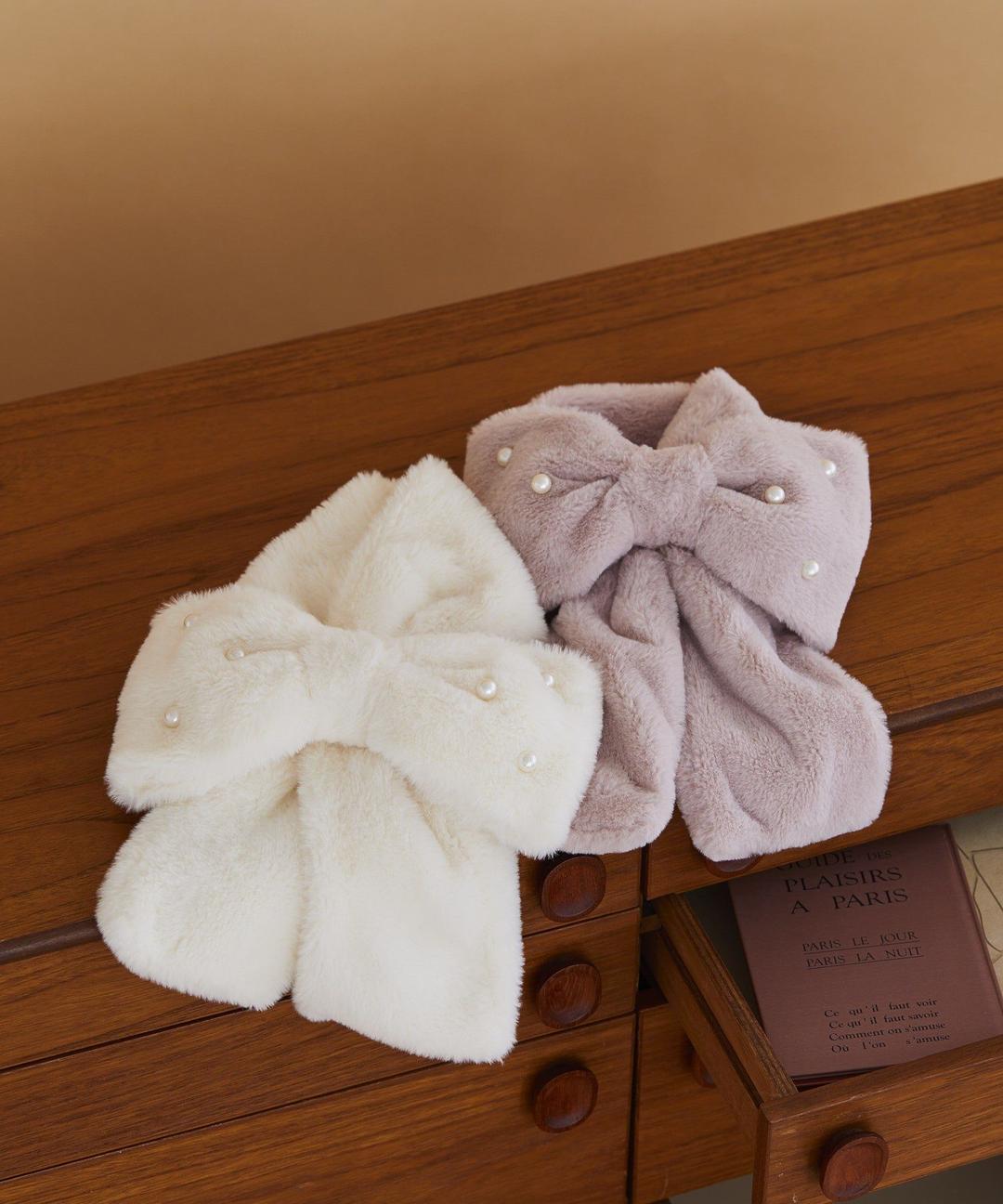 パールリボン付きファーティペット