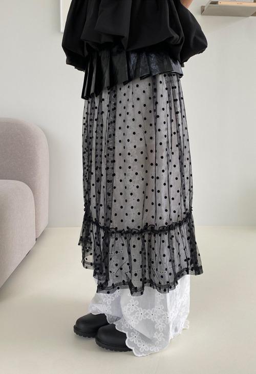 dot mesh skirt