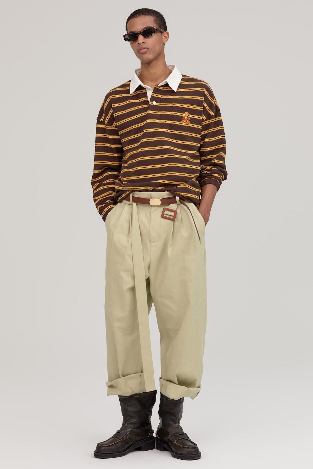 MULTI STRIPE RUGBY T-SHIRT BROWN