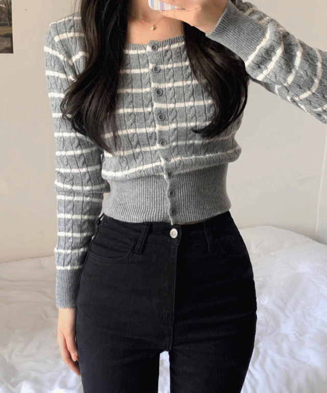 트윈 단가라 니트 가디건