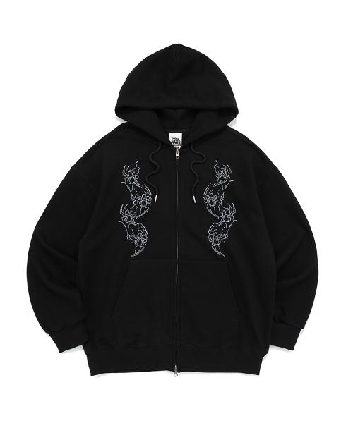 CAT FOOTPRINT GRAPHIC HOOD ZIP-UP (BLACK)