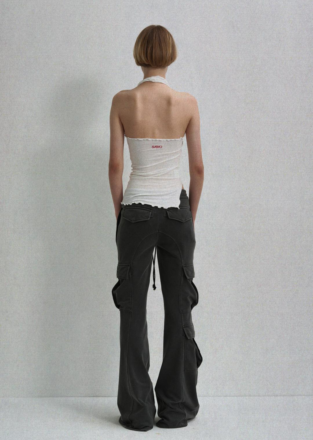 [9/19 DELIVERY] FLARED DYE JERSEY CARGO PANTS CHARCOAL