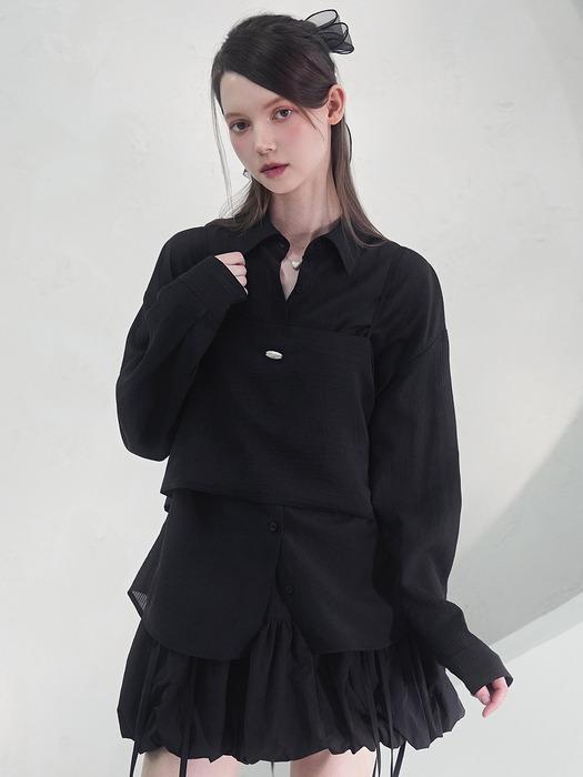 Sillage See-Through Stripe Shirt BLACK