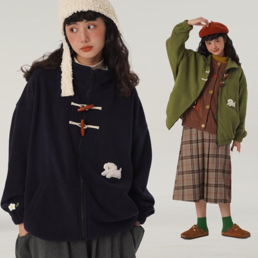 ODD MAKER 떡볶이 코트 플리스 스웨터 자켓