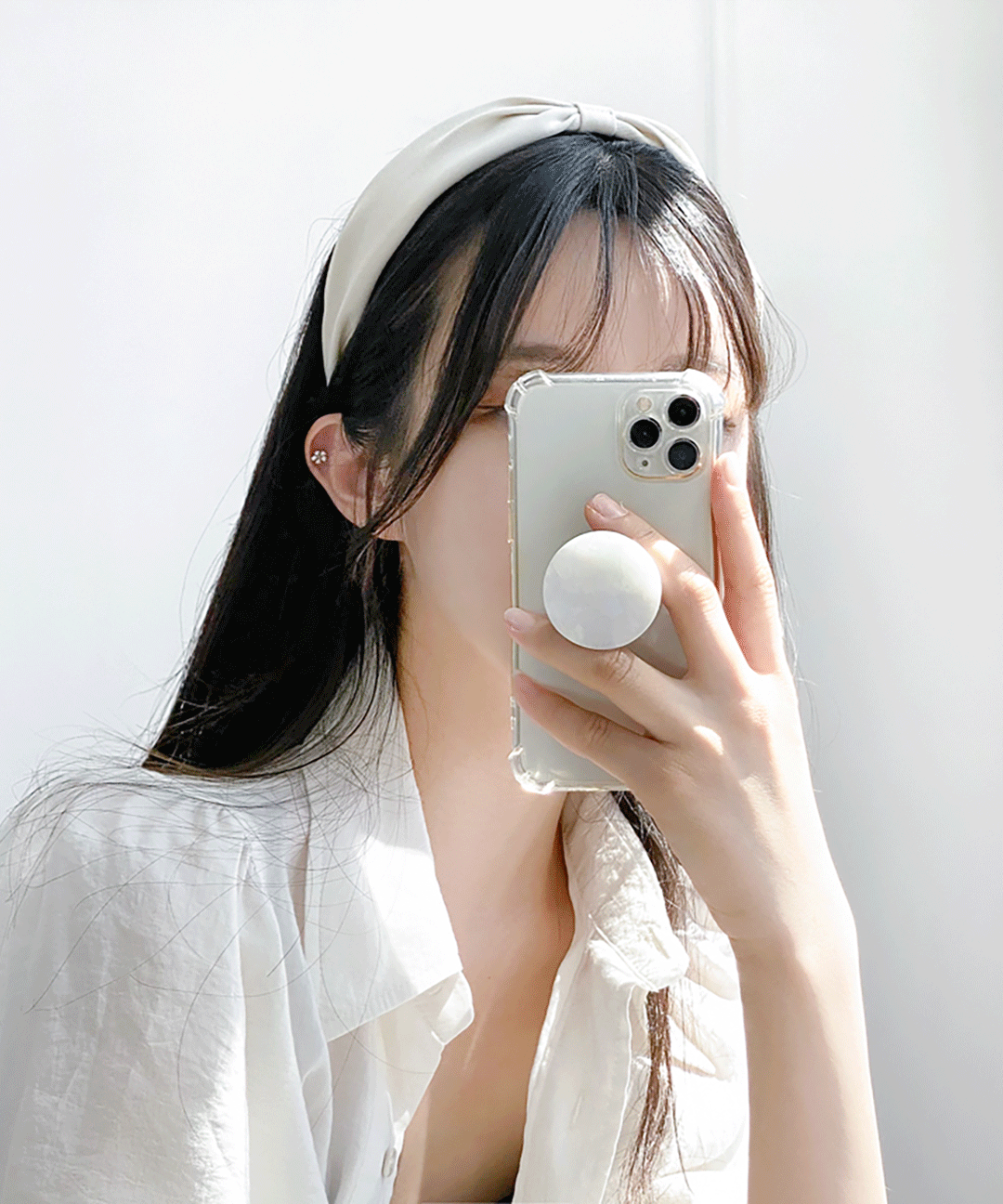 [MD소장] 봄 반다나 매듭 셔링 넓은 헤어밴드 머리띠