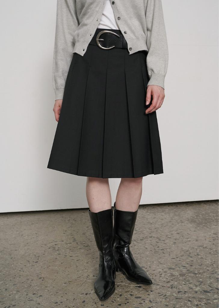 Pleated Midi Skirt Black