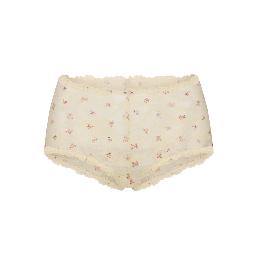 STRETCH LACE BOY SHORT | BUTTER ROSEBUD PRINT