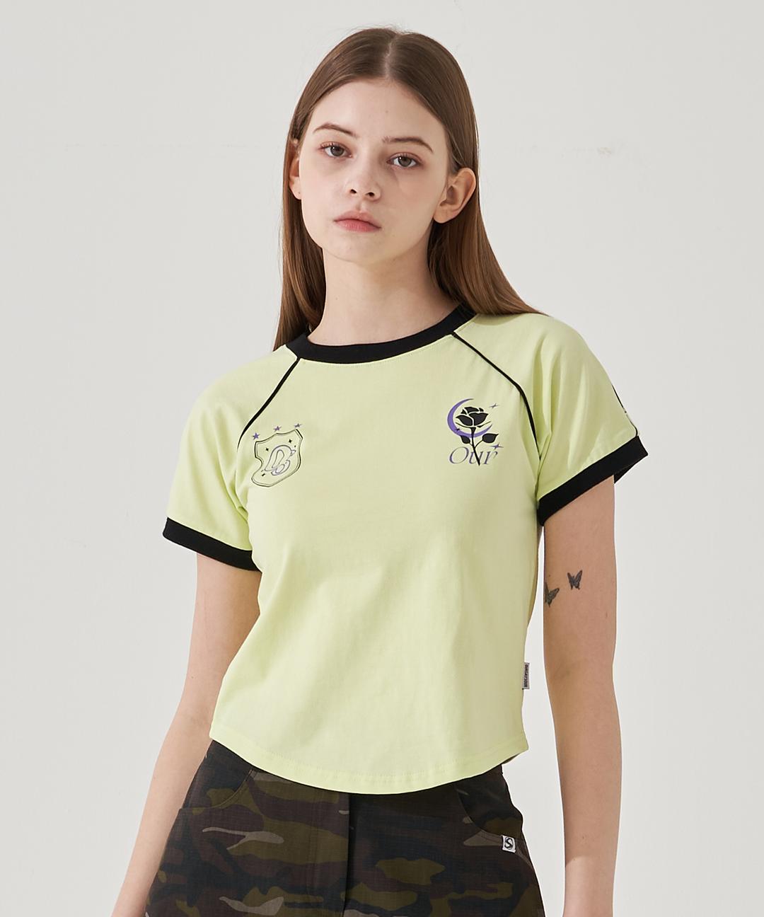 루나 플라워 스포티 실켓 반팔티셔츠 라이트옐로우/블랙