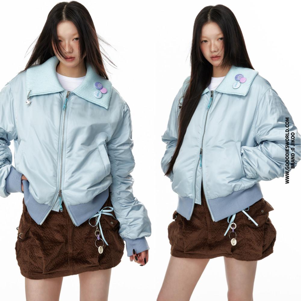 JIKOO 패딩 점퍼 면화 숏패딩 카라넥 재킷