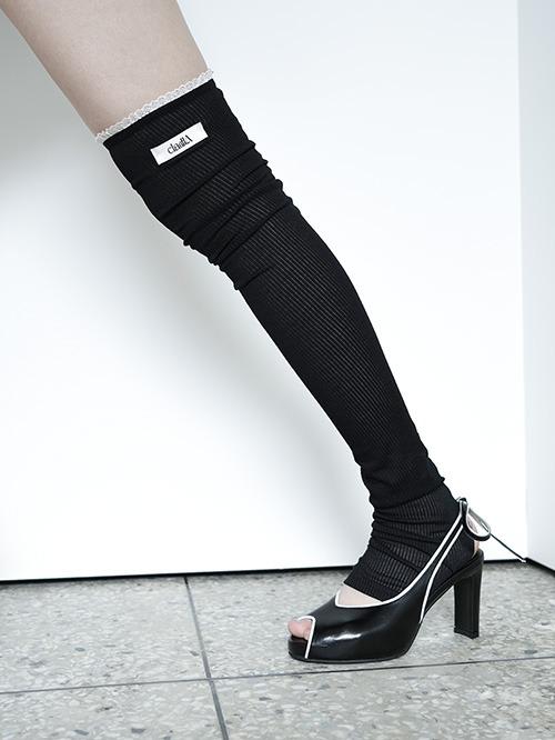 [CLaddA] hole knee stocking, black golgi