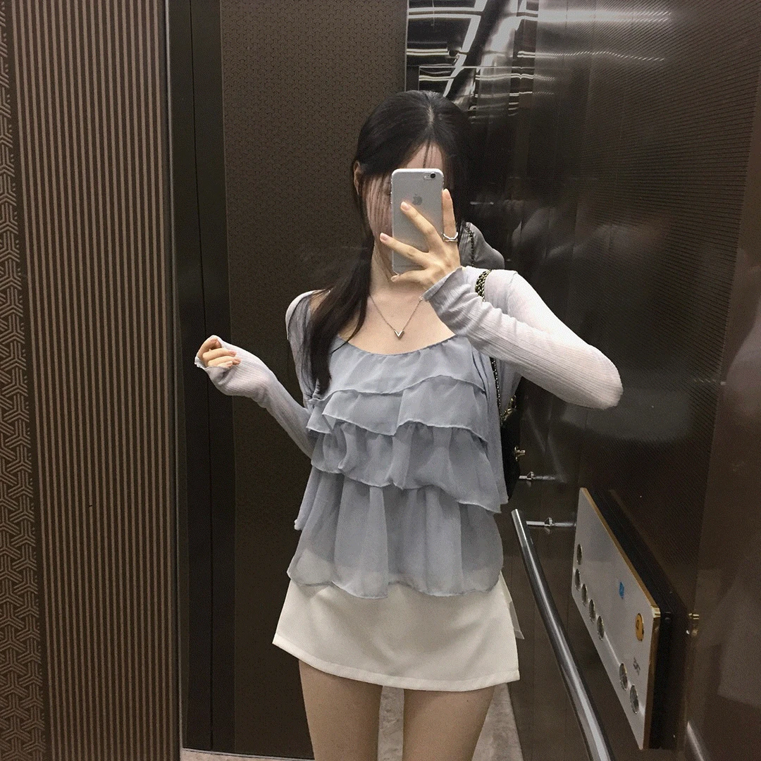 [오픈~5%할인/월요일까지📢] [문의대란] 클라우드 캉캉 쉬폰 나시 블라우스 - bl