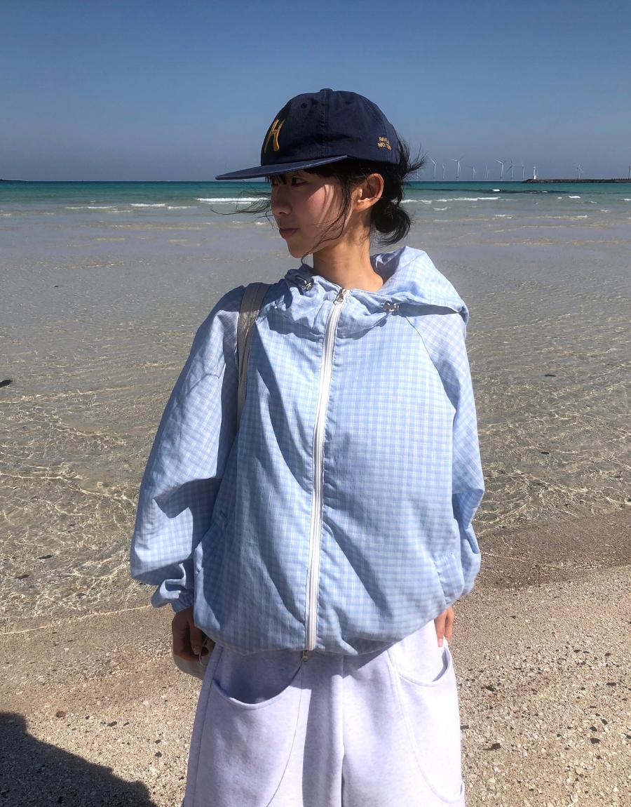 피피 체크 썸머 후드 바람막이 (3color)