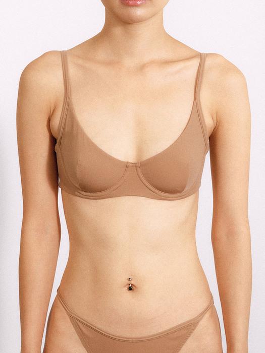 seamless wire stretch bra_Beige