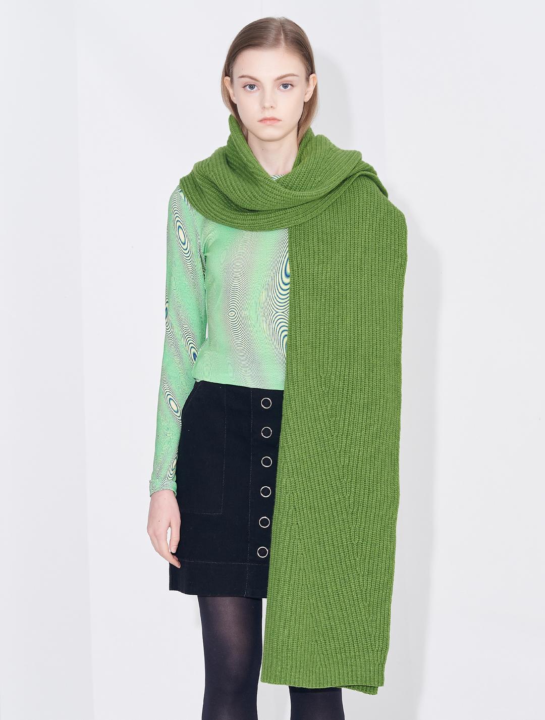 Recycled Wool Blend Scarf - Green