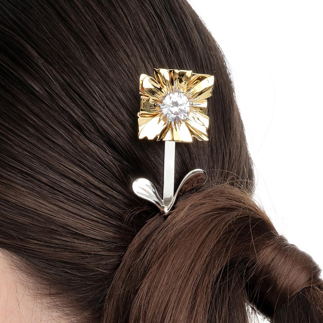 Ripple / Square Flower Hair Pin - Large