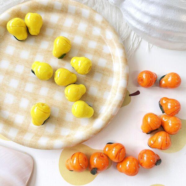 [1개]관통형 13mm 글래스 불투명 서양 배 2종 3-42-1 비즈공예 악세사리부자재