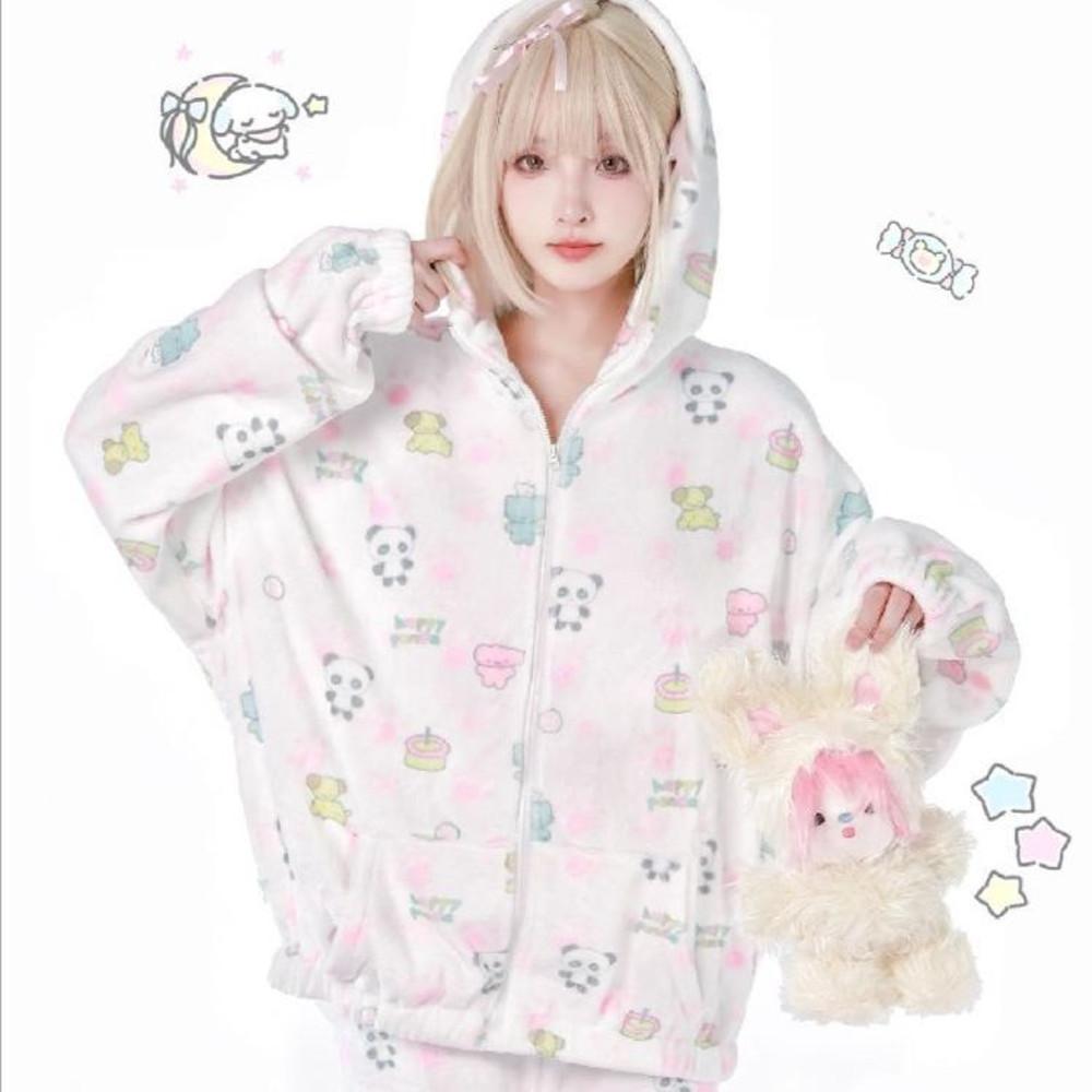 갓수 해피 판다 파자마 세트 y2k 귀여운 봄 잠옷