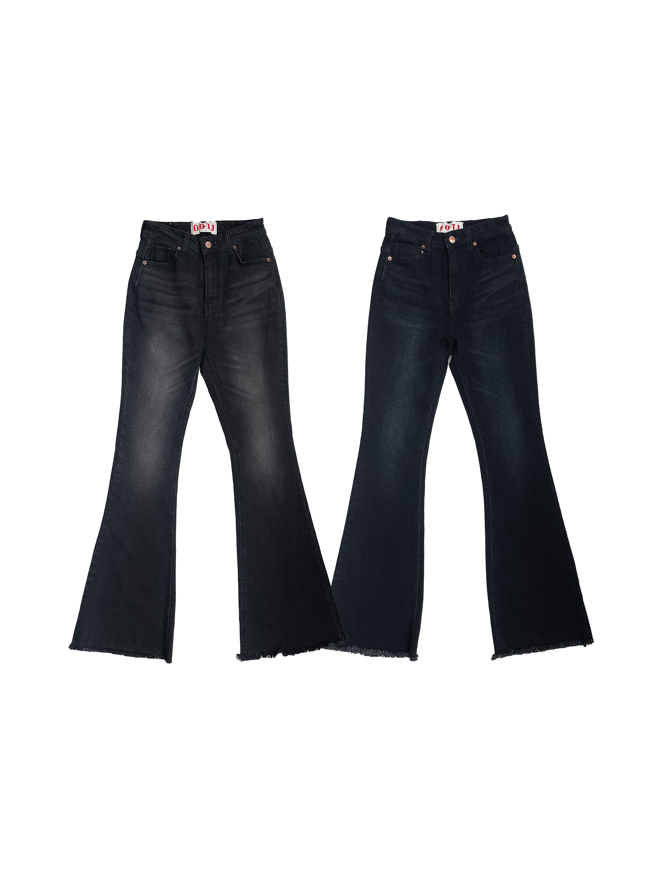 Deep wash boot-cut jeans