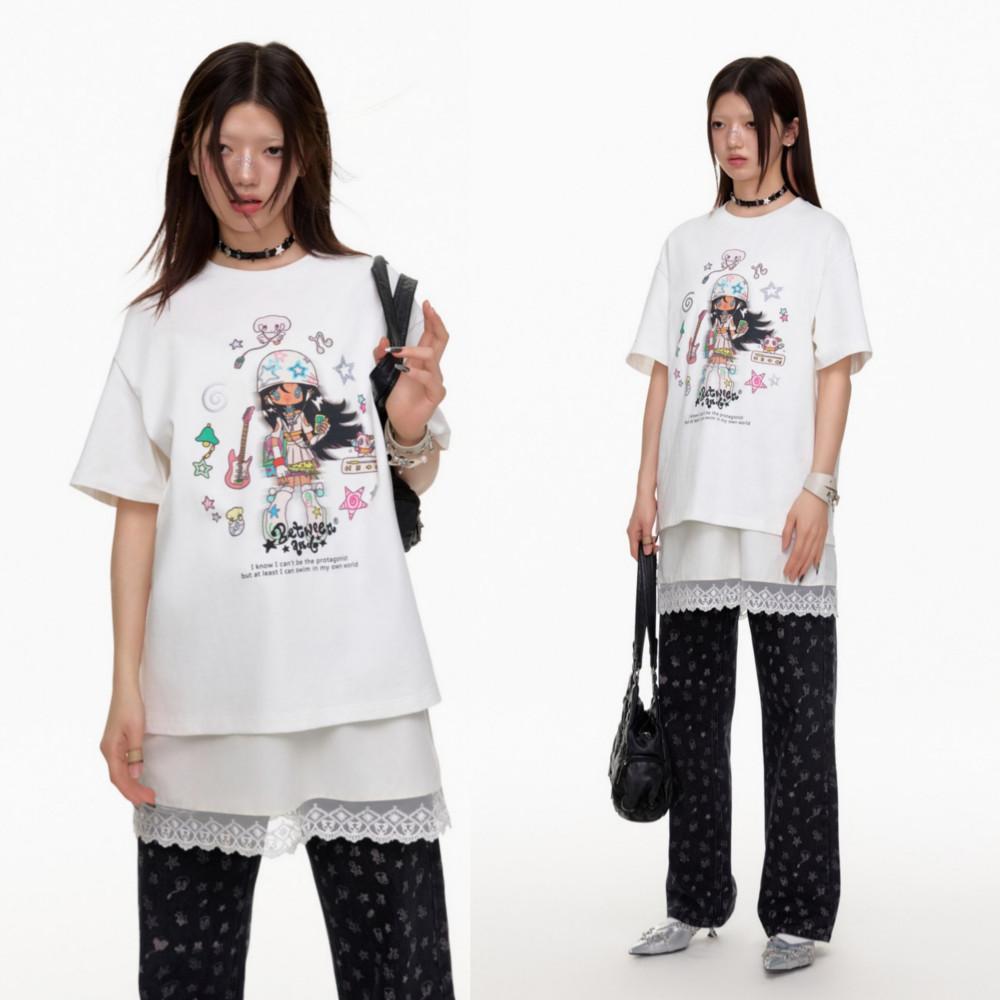 BETWEENAND X sunonebird 일러스트 여성 면 반팔티셔츠