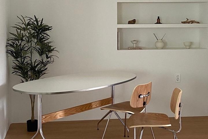 모먼테이블 HPL 4인용 6인용 화이트 실버엣지 타원형 식탁