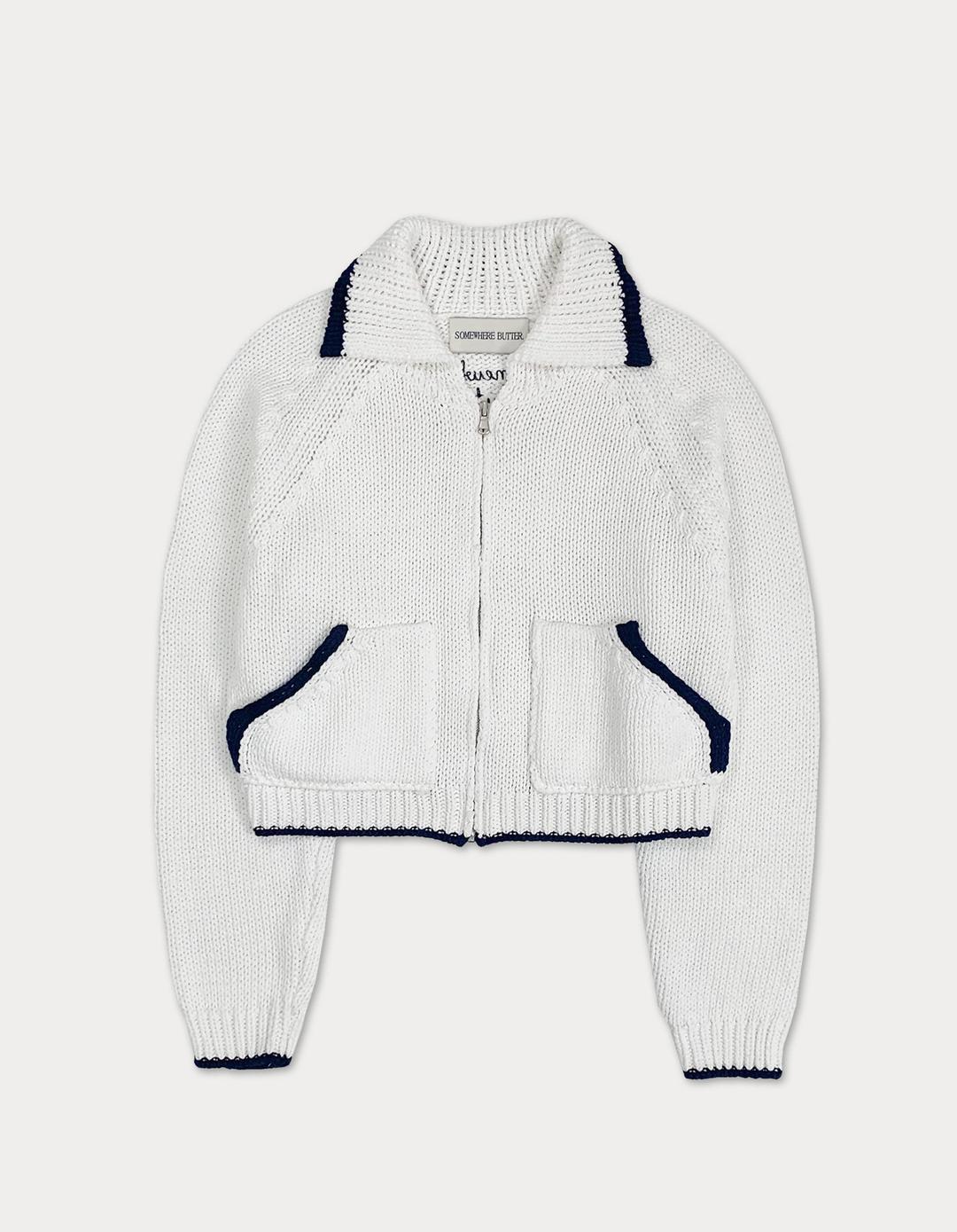 signature lettering zip-up - white