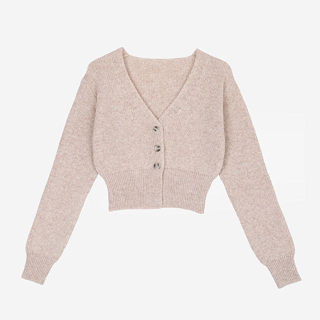 WOOL MIXED CROP CARDIGAN 울 크롭 믹스 니트가디건