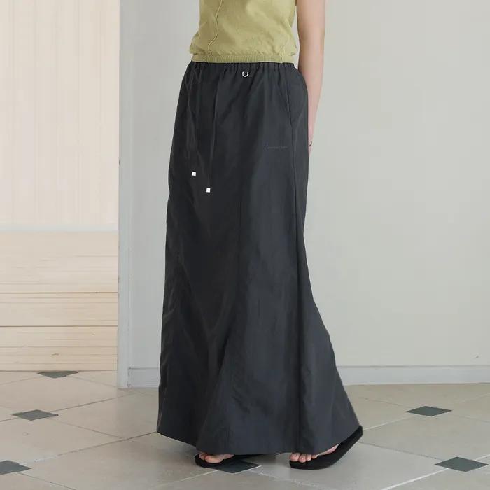 [2nd] Mud Nylon Long Skirt - Charcoal