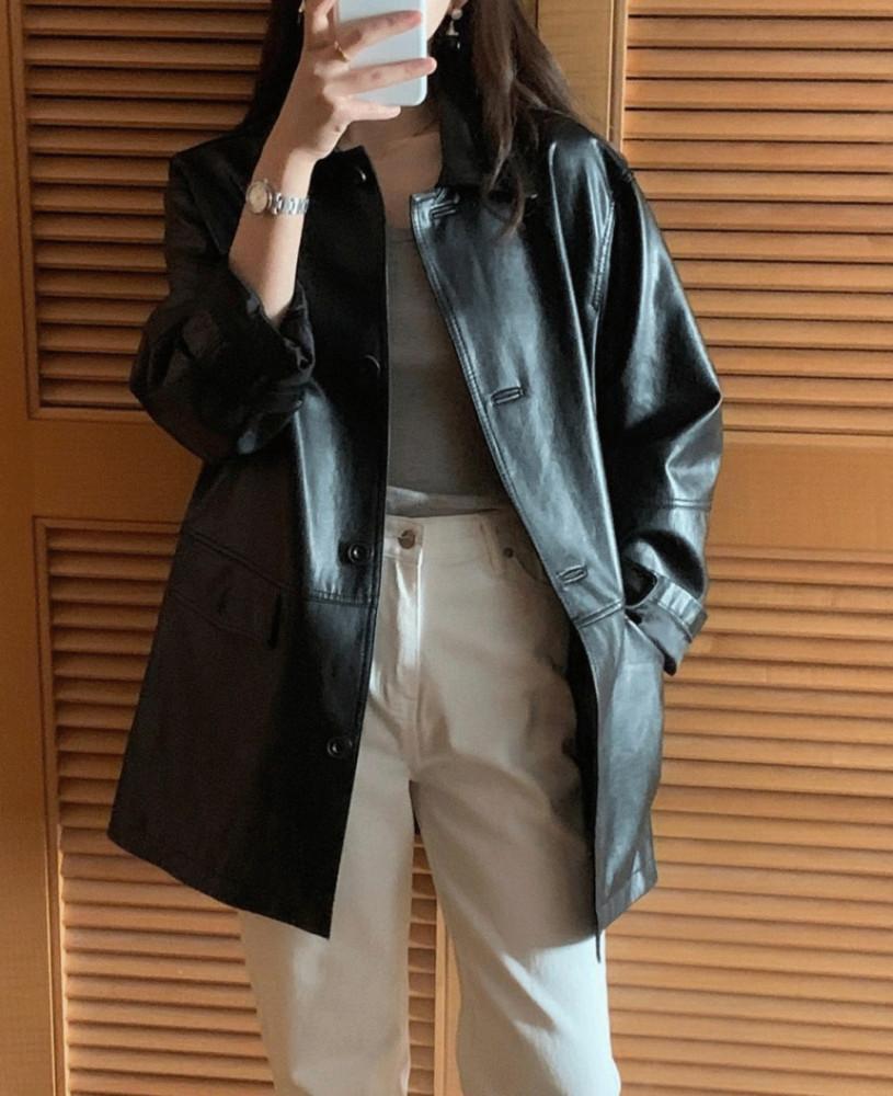 monique 모니크 에코 레더 자켓