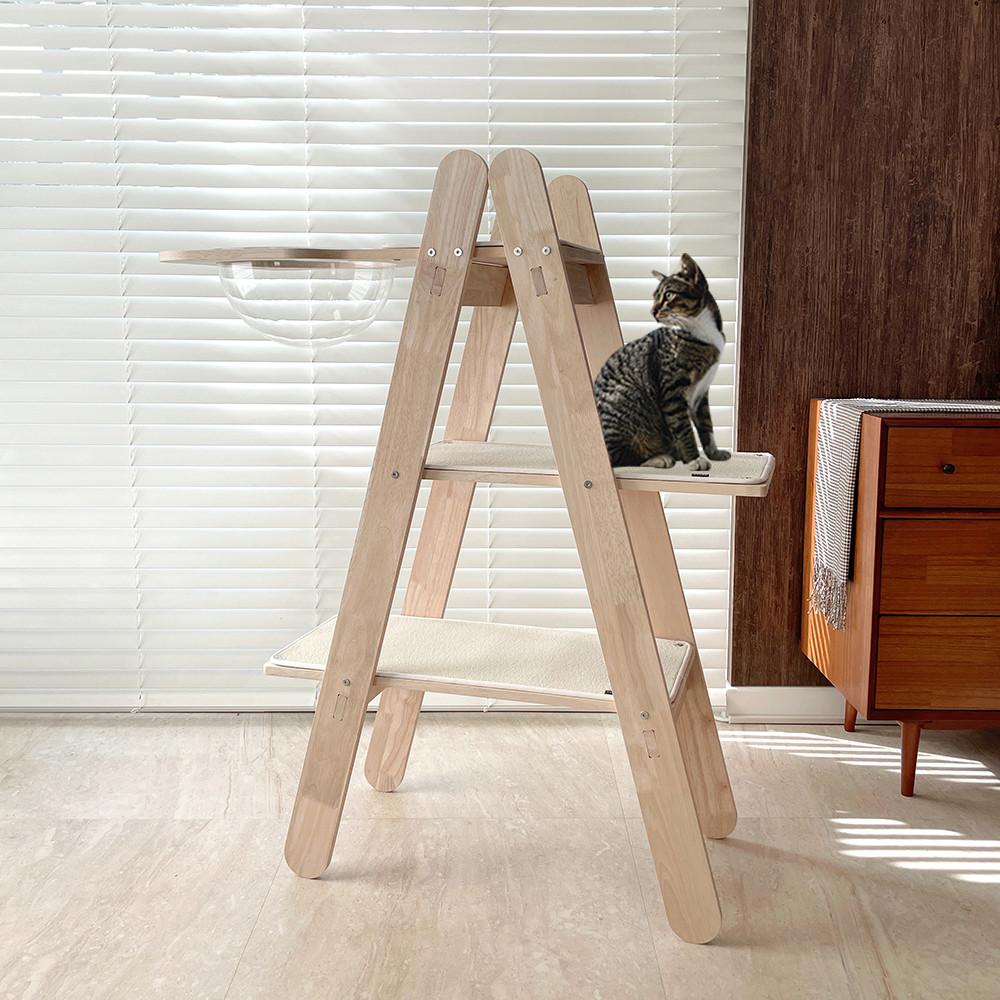 팔봉제작소 고양이 원목 캣타워 A형 3단 스크래쳐카펫 포함