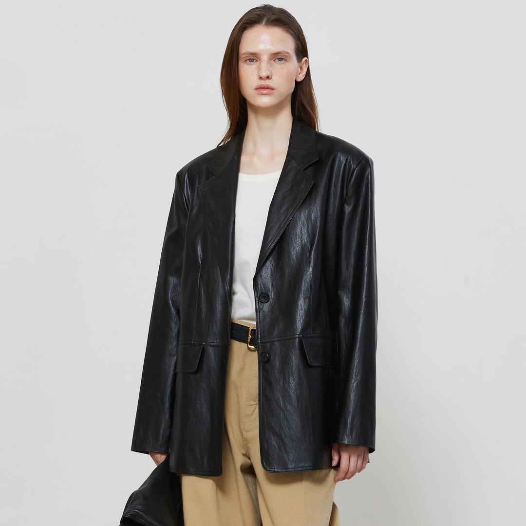 [29CM 단독]OVER FIT SINGLE LEATHER JACKET - 2COLORS