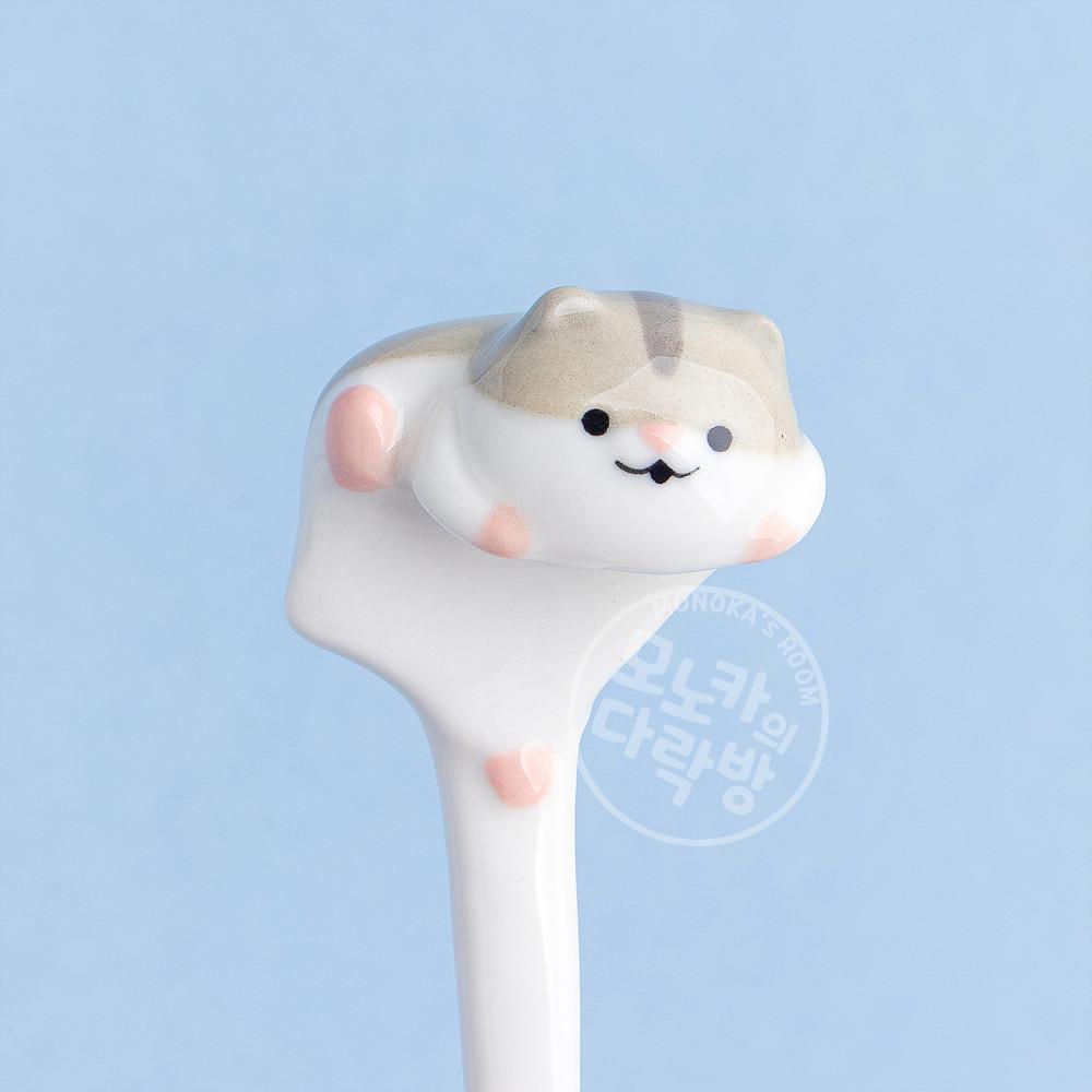 [햄스터 시리즈] 도망 햄찌 티스푼 그레이 귀여운 도자기 티 스푼