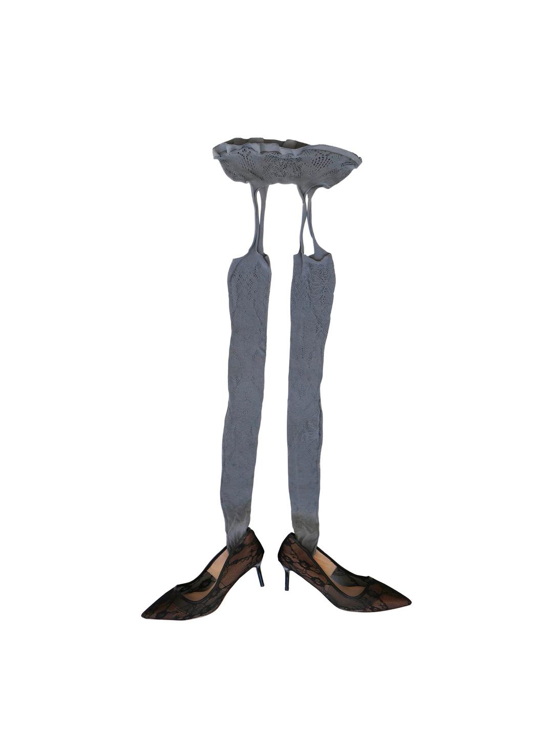 PAPILLON GARTER TIGHTS GRAY