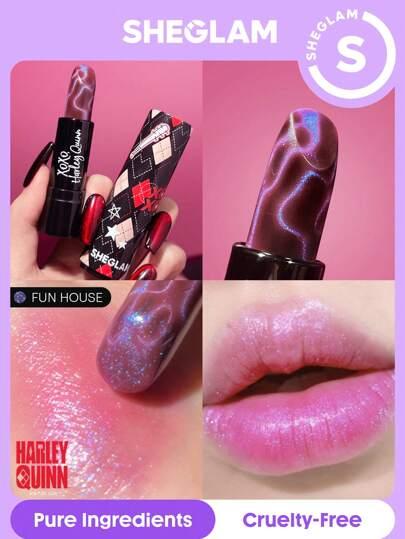 Harley Quinn X SHEGLAM Thrill Seeker Color-Changing Lipstick-Funhouse Valentine's Day Decor Love Gift Winter Y2K Makeup Party Beach Travel Holiday Camping Outdoors Present Rose Fashion Girl Cosmetic Cosplay Best Trip Festivals Color Fancy Campus School Charm Vibe Women's Day
