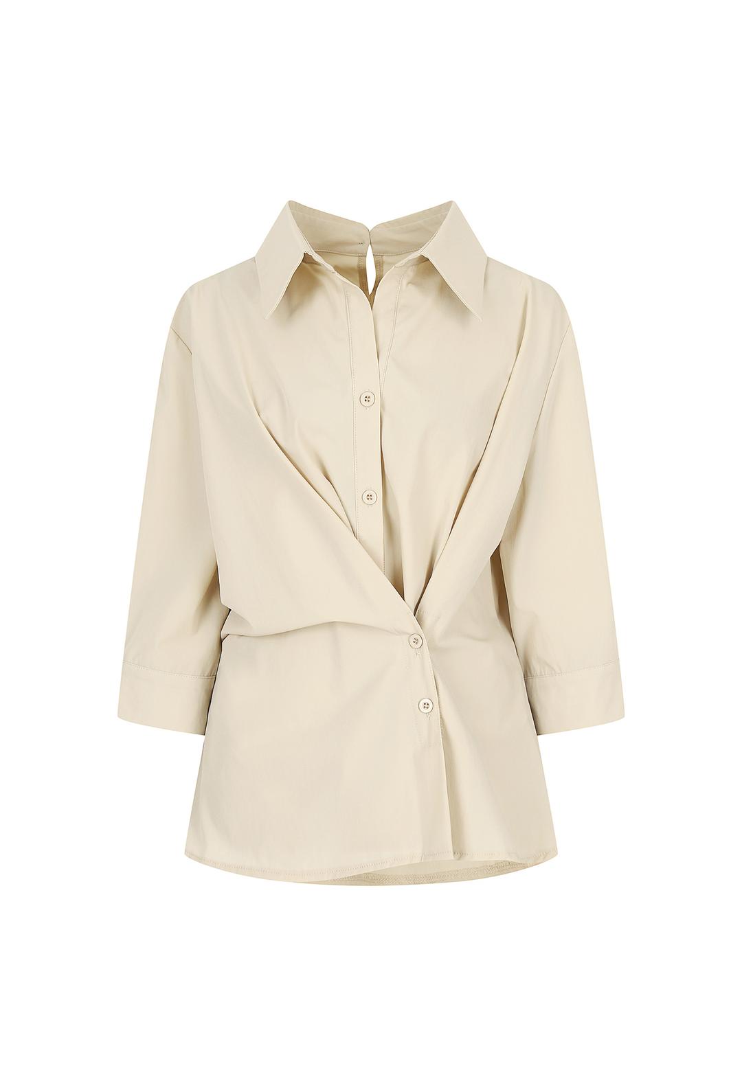 더아이잗 슬릿 칼라 비대칭 클로징 블라우스 (BEIGE) IP5P0BL021