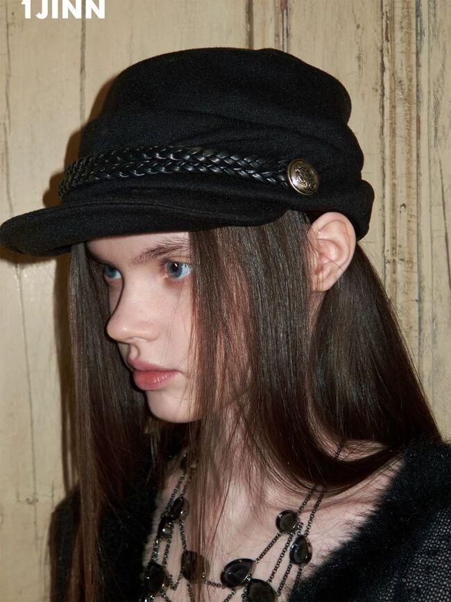 [1JINN STUDIO] Pleated Newsboy Cap with Braided Band