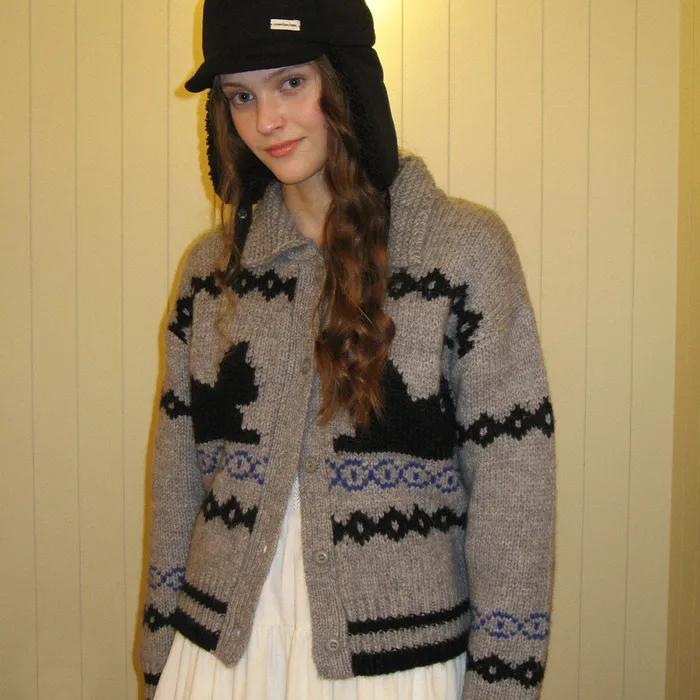 Cat Vintage Alpaca Sweater - Grey