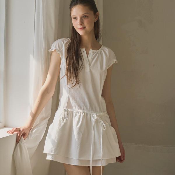 Charlotte Shirring Dress (White)