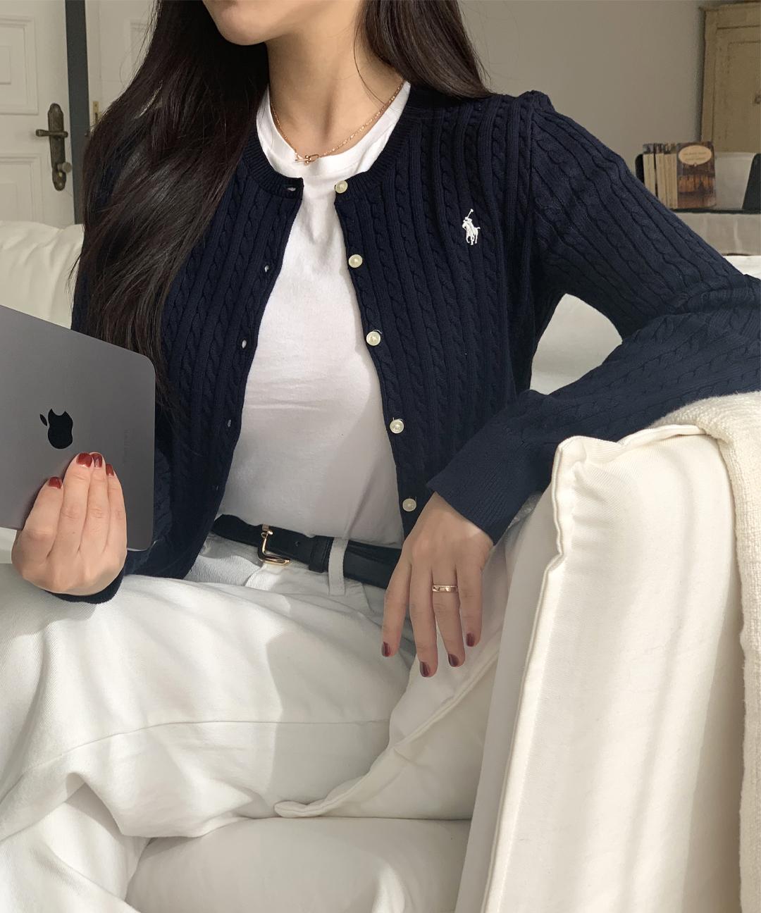 세컨찬스 [💖베스트상품]폴로 랄프로렌 베이직 가디건 걸즈 하객룩