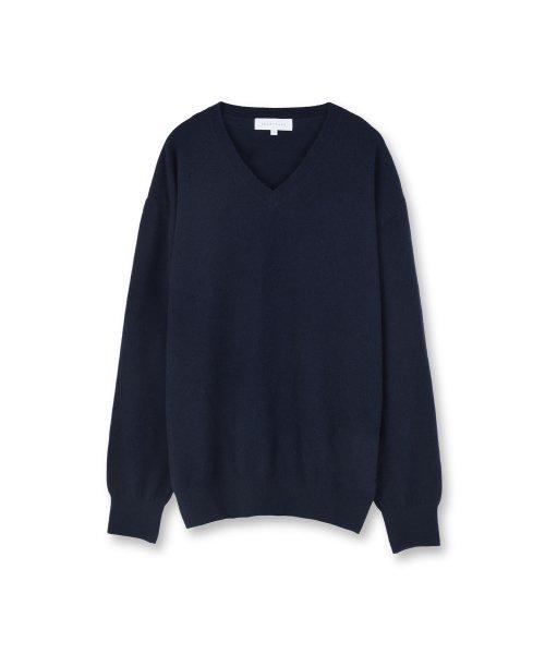 엑스트라 슈퍼 파인 브이넥 니트, 다크 네이비