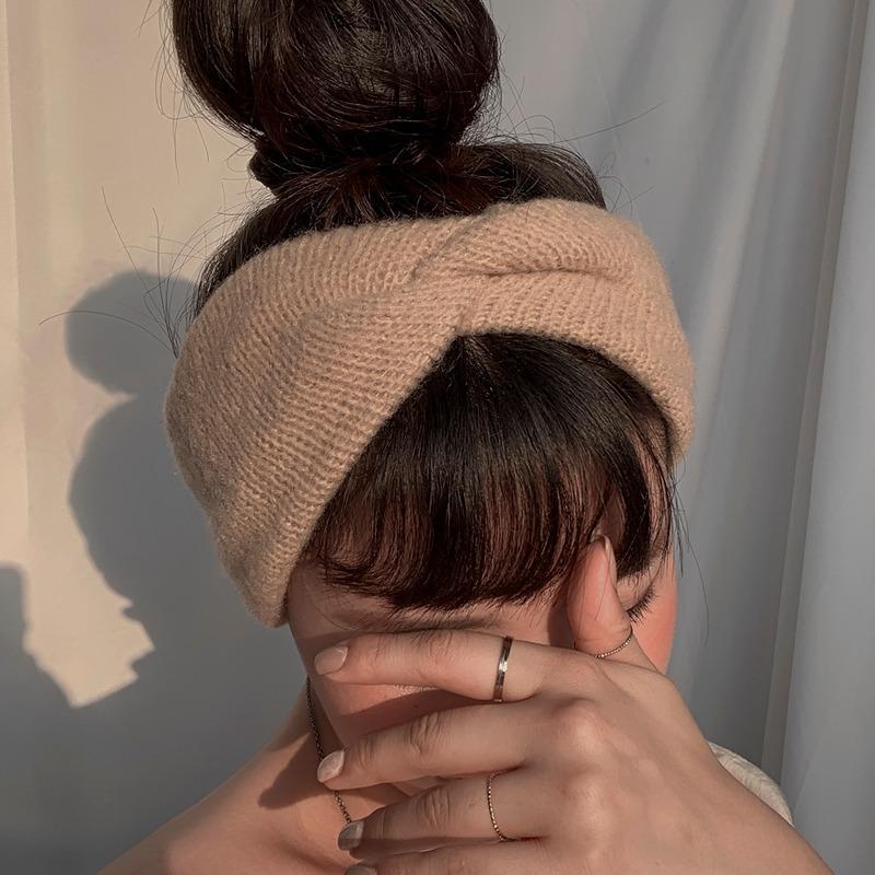(무배) Hand Made 귀돌이 와플 니트 꼬임 헤어밴드 헤어터번 반다나 머리띠
