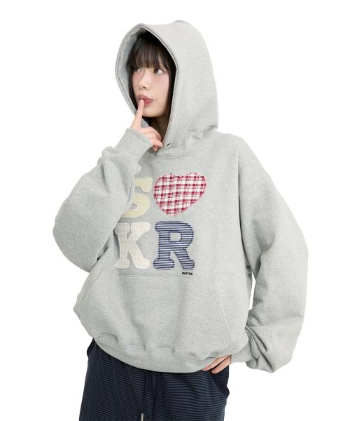 [쓰까르 X 밈더] SKRR 패치워크 까르 후드티_그레이