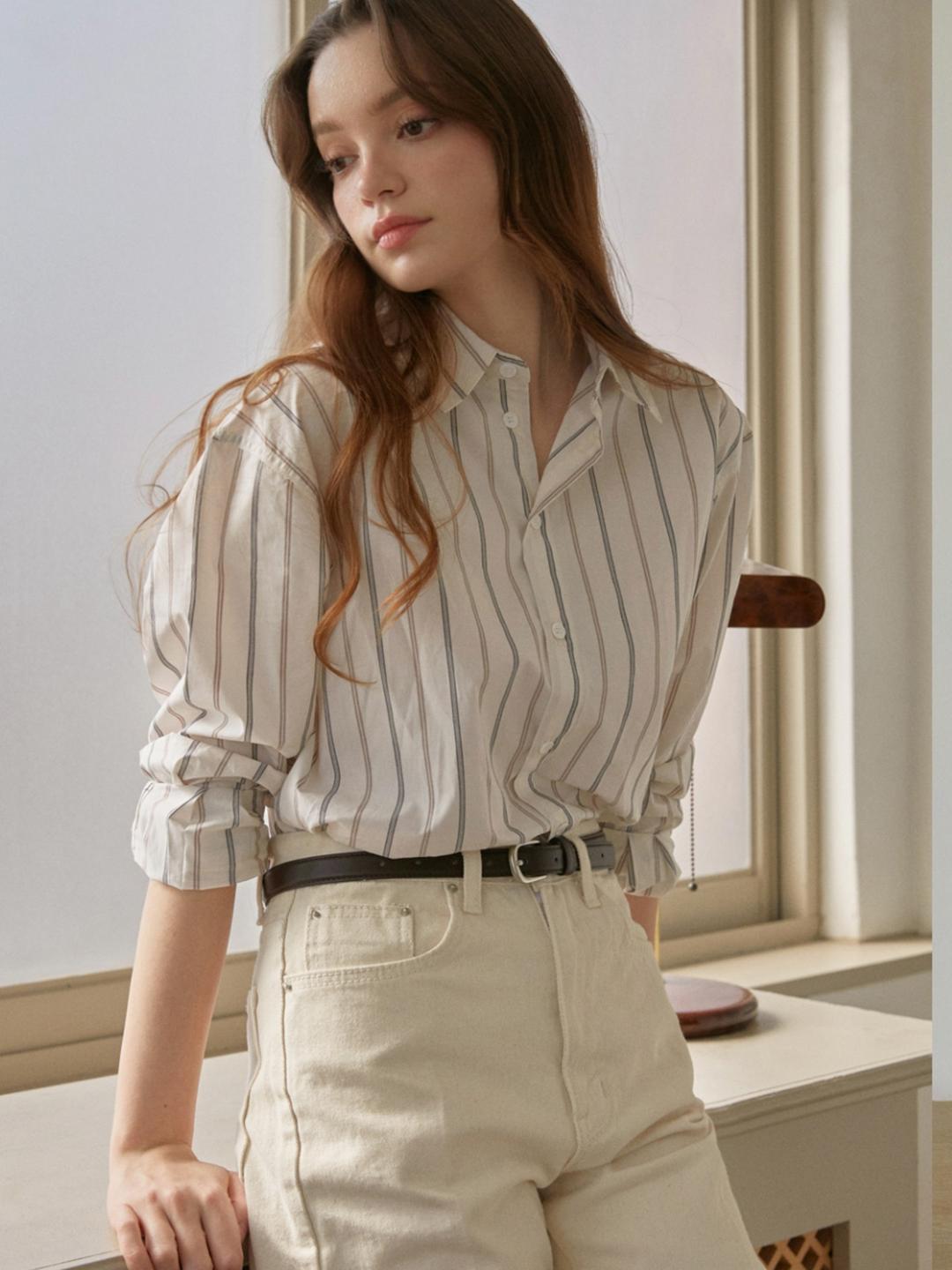 Mohan Regular Fit Stripe Shirt (ivory)