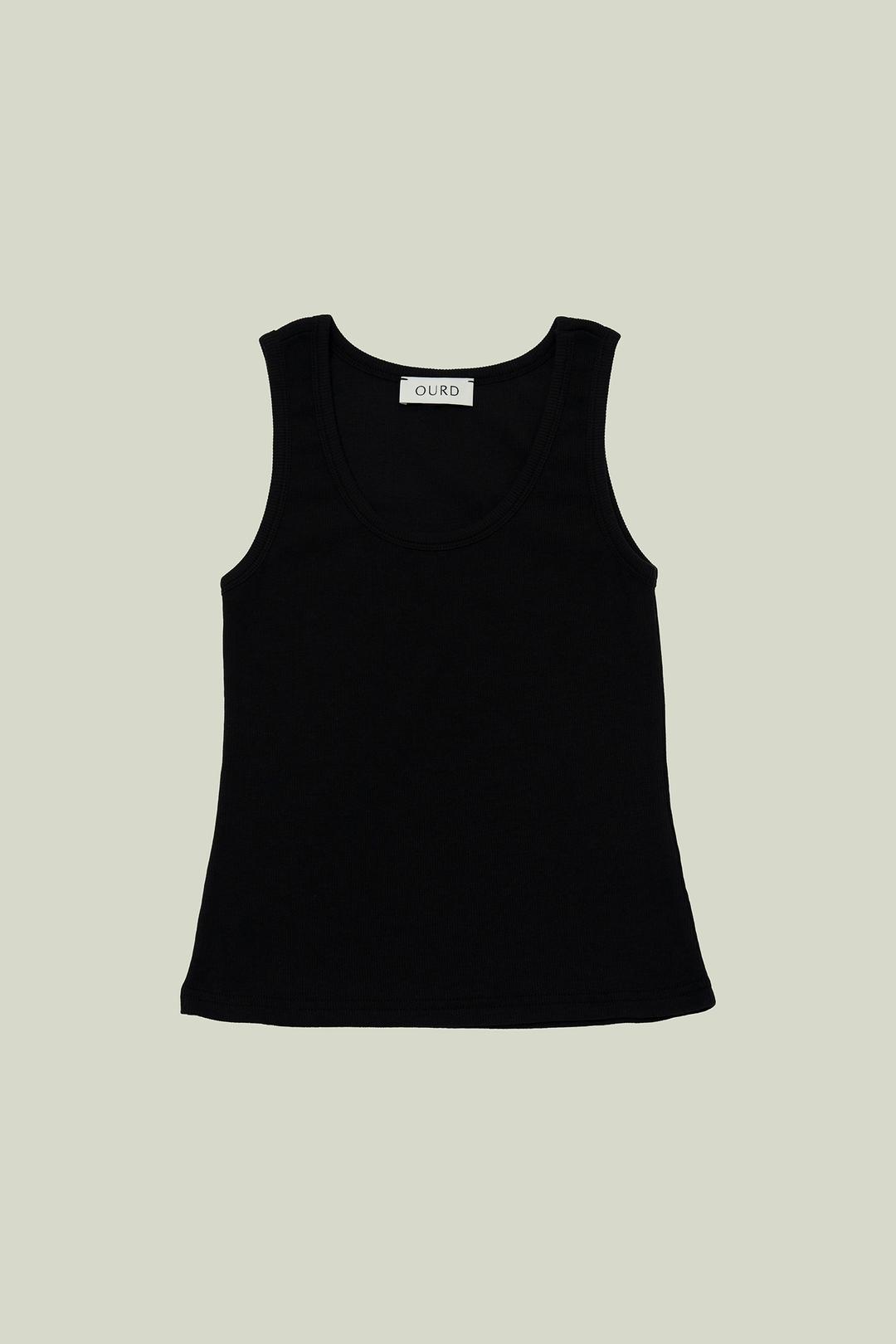 BASIC U NECK SLEEVELESS - BLACK